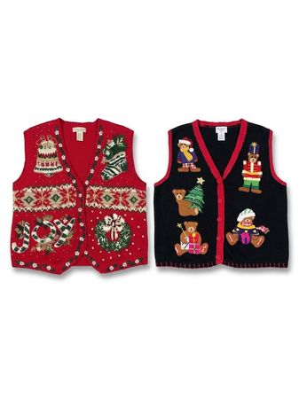 (FV-2816) Bundle di Maglioni e Gilet di Natale Vintage – Maglieria Festiva Novità, Maglioni Ricamati per le Feste e Stile Retro Y2K