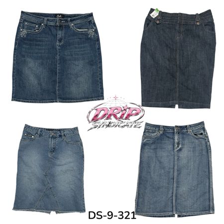 Saia Midi de Denim Chic com Toque Moderno (DS-9-321)