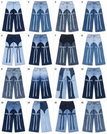 CR2262 UPCYCLED TWO-TONE BOW DENIM JEANS