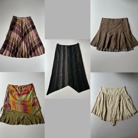 💐 90s Plaid Flowy A-Line Skirt (CV:073)