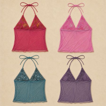 Upcycled Backless-Draped Halter Fairy Tops