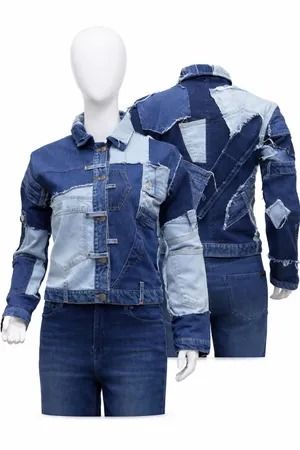 Veste en patchwork de denim revalorisé CR1443