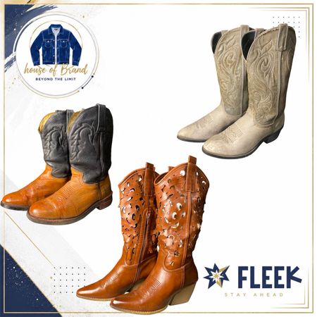 Retro leather Cowboy boots