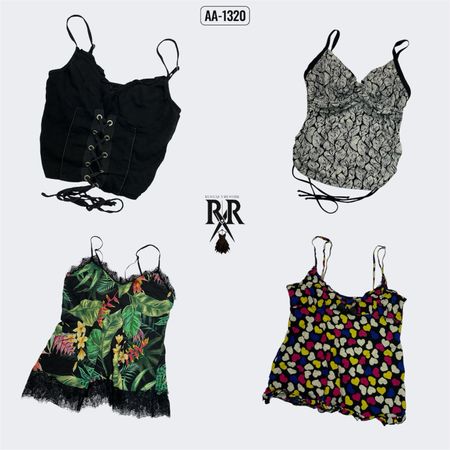 Y2k Black Gothic Cami Tops (AA-1320)
