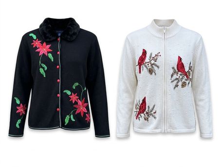 (FV-2605)Vintage Embroidered Knitwear & Fair Isle Cardigan Mix