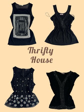 Vintage 2000s Black Glam Tops(TH/556)