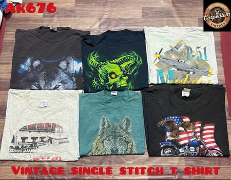 T-shirt vintage à couture simple ak676