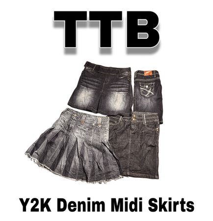 Saias Midi em Denim Y2K