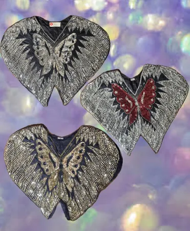 Hauts de fête papillon Y2K Sequence Ft 100 % soie