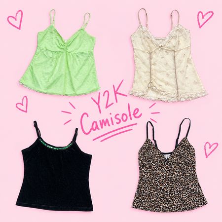 Y2K EURO STYLE CAMIS/LACE TRIM CAMISOLE'S, LINGERIES & SLIPDRESSES
