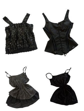 Y2K Black Sheer Mesh Layered Camisoles-ST-292