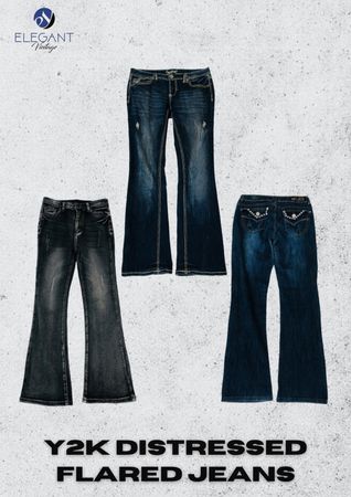 Y2K Distressed Flared Jeans - EV2450