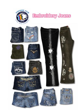 Y2K Embroidery Jeans