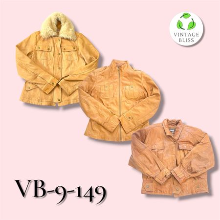 Y2K Vintage 100% Genuine Leather Jacket Wholesale Bundle – Assorted Styles (VB-9-149) 7 piece