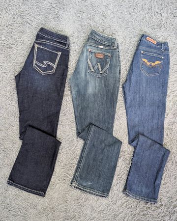 **Y2K Denim Flare Jeans – Colourful Embroidered Designs