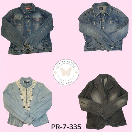 Women’s Retro Denim Jacket – 2000s Y2K Vintage Blue Jean Outerwear (PR-7-335)