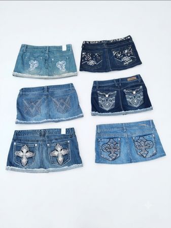 Bulk Vintage Denim: Y2K / McBling Mini Skirt Bundle | Embellished Pockets(VM-133)