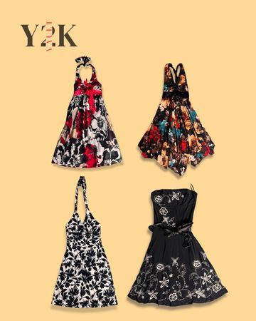 Y2K Floral Halter Dress Bundle (Yv-758)