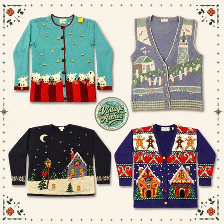 Vintage Heavy Knit Novelty Jumpers Mix Bundle: 10pcs (S5)