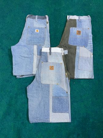 Upcycled Double Knee Denim Shorts
