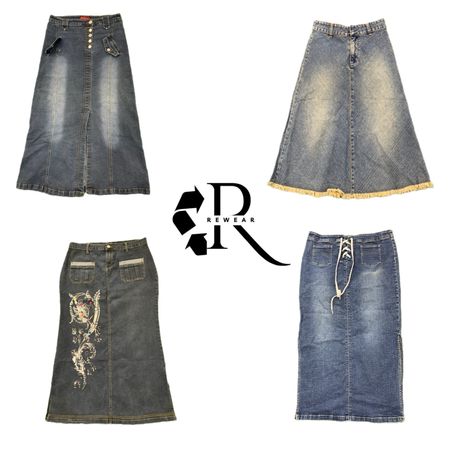 Y2K Unique  Denim Maxi Skirt RW-2575