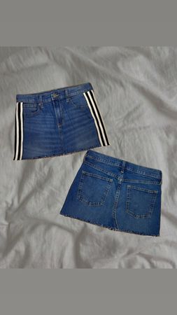 Upcycled Denim Side-Stripe Mini Skirt