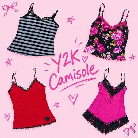 Y2K EURO STYLE CAMIS/LACE TRIM CAMISOLE'S, LINGERIES & SLIPDRESSES
