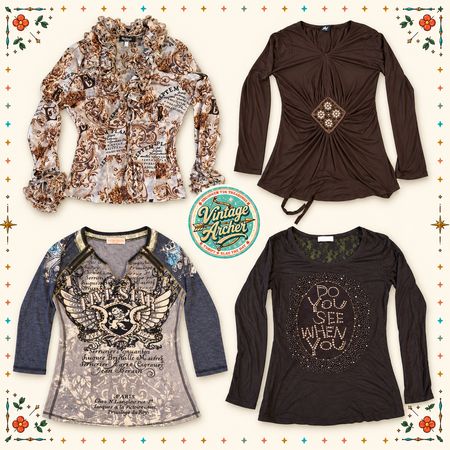 Y2K Glam Long Sleeve Tops & Party Blouses :10pcs (B5)