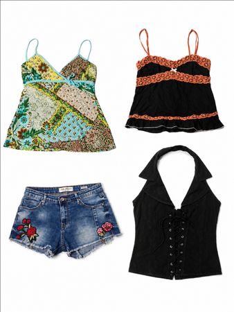 Women’s Y2K Vintage Cami Tops & Denim Shorts Mix