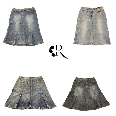 Jupe midi en denim Y2K Cyber Girl Era RE-2379