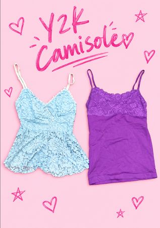 Y2K EURO STYLE CAMIS/LACE TRIM CAMISOLE'S, LINGERIES & SLIPDRESSES