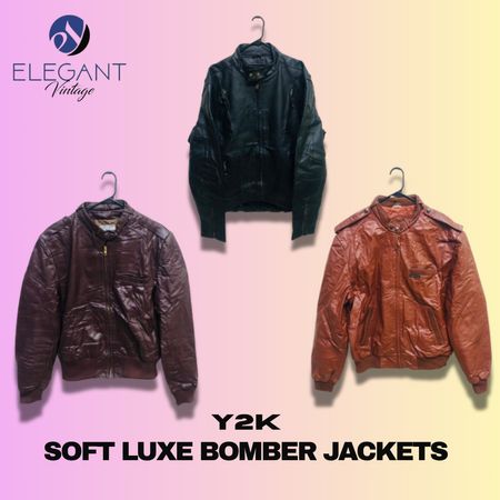 Y2K Soft Luxe Bomber Leather Jackets - EV1243