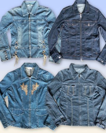 Denim Reißverschluss-Fitted-Jacke 15 Stück