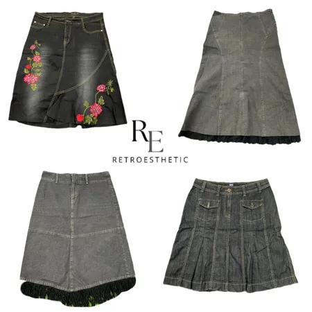 Y2K Parish Hilton Era Girl Denim Midi Röcke RE-3656