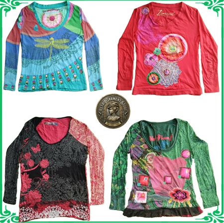 Conjunto de Tops e Vestidos de Manga Longa Patchwork Vintage Desigual lott A131