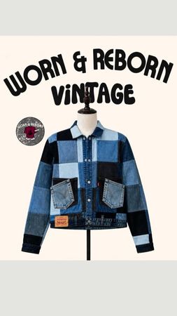 Upcyled Levi’s denim patchwork jacket’s