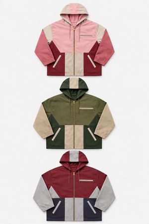 CR1072 Upcycled Carhartt Colour-Block Hooded Jacket