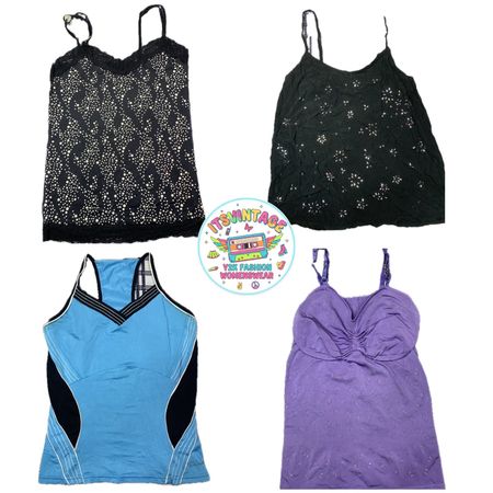 Vintage Y2K Embellished Cami & Top Bundle – 12pcs | VR366 🖤✨