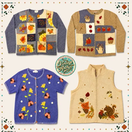 Pulls fantaisie en tricot épais vintage : 10 pcs (S6)