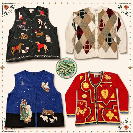 Vintage Heavy Knit Novelty Jumpers Mix: 10pcs (S2).