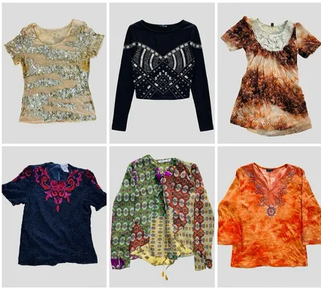 Ensemble de blouses vintage éclectiques et embellies Y2K & Boutique
