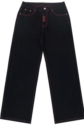 Jeans a zampa d'elefante e bootcut ricamati Y2k