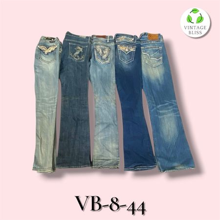 Y2K Vintage Embroidered Jeans Wholesale Bundle – Assorted Styles & Sizes (VB-8-44) 17 pieces