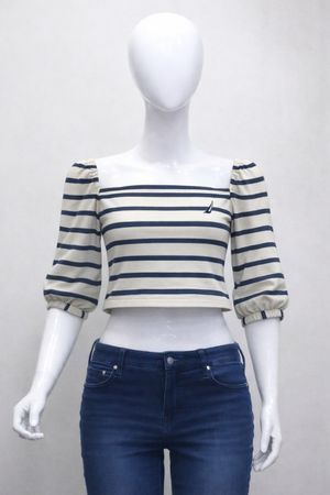 CR1962 Upcycled Plaid Square-Neck Crop Top