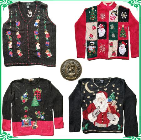 Vintage Heavy Knit Novelty Jumper Sweater Festive Holiday Cardigans Lot A82