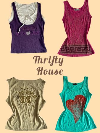 Y2K Rhinestone & Graphic Tank Tops(TH/553)