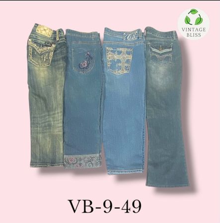 Y2K Vintage bestickte Denim Capri Großhandelsbundle (VB-9-49) 8 Stücke