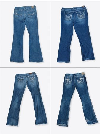 Übergrößen Vintage Y2K Flare Jeans Niedrig Mittel Hohe Bootcut Denim-Hosen (Z-02)