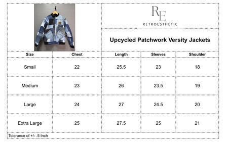Upcycled Denim patchwork Versity Jacket