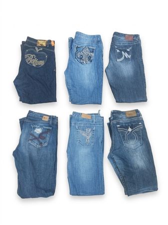 Y2K McBling Embellished Pocket Denim Jeans Bundle (Z-36)